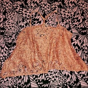 Lace Burnt Orange Sequin Top